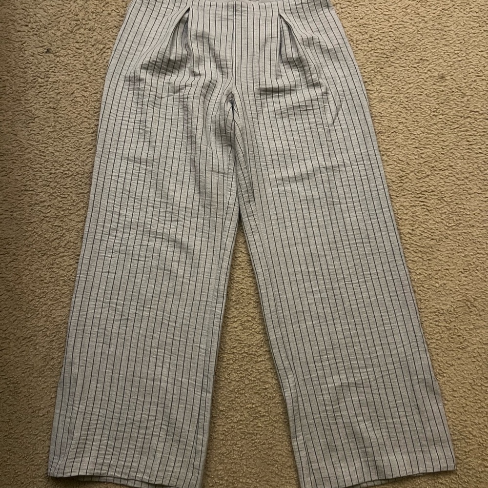 Striped Gray Wide Leg Pants